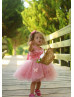 Floral Butterfly Pearl Embellished Flower Girl Dress